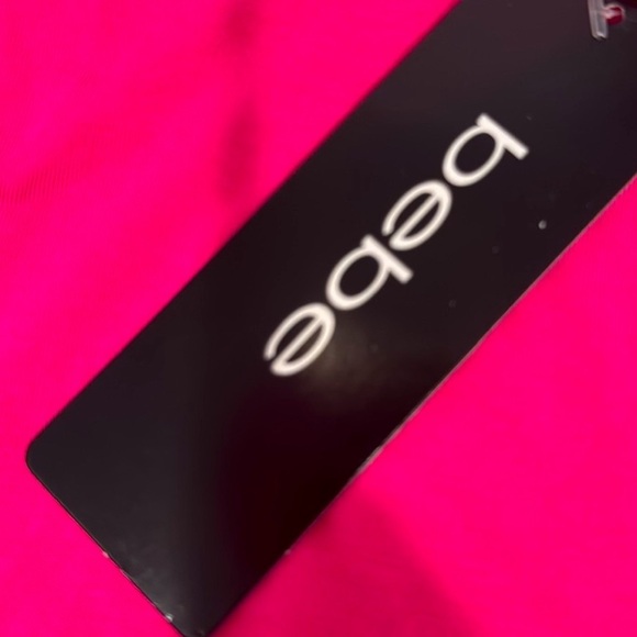 NWT BEBE Baby Tee Rhinestone Embellished Cutout Hearts  "Calypso" Hot Pink XL - Picture 5 of 8